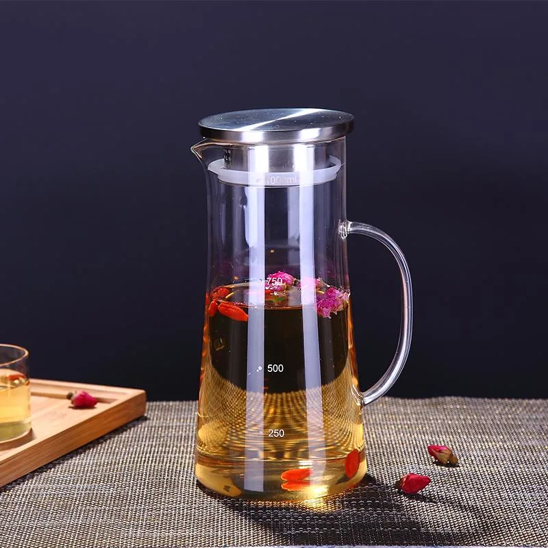 1100ml 37oz Borosilicate Heat Resistant Clear Milk Water Pitcher Glass with Lid