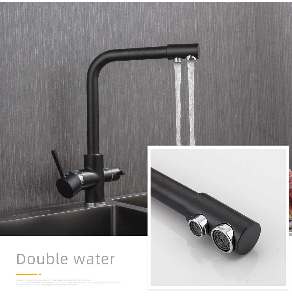 360 Degree Rotation Drinking Filtered Water Kitchen Tap Dual Handle Kitchen Sink Faucet